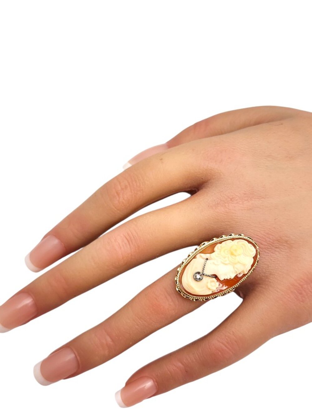 13 Karat Yellow Gold Diamond Cameo Ring #24252 - Picture 6 of 6